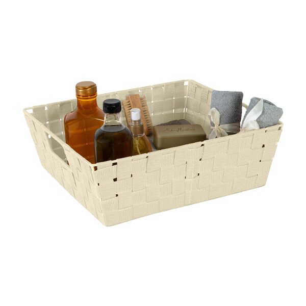 Simplify Storage Shelf Tote, 13 in L, 15 in W, 13 in H, Ivory, Plastic, 2 PK - 25015-2PK-IVORY