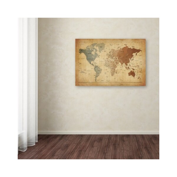 Trademark Fine Art Michael Tompsett 'Time Zones Map of the World' Canvas Art, 22x32 - MT0492-C2232GG
