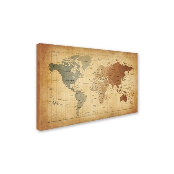 Trademark Fine Art Michael Tompsett 'Time Zones Map of the World' Canvas Art, 22x32 - MT0492-C2232GG
