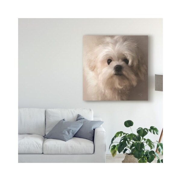 Trademark Fine Art Lois Bryan 'Maltese Puppy Portrait' Canvas Art, 14x14 - LBR00396-C1414GG