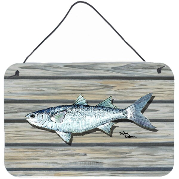 Carolines Treasures 8 x 12 In. Fish Mullet Aluminium Metal Wall or Door Hanging Prints - 8490DS812