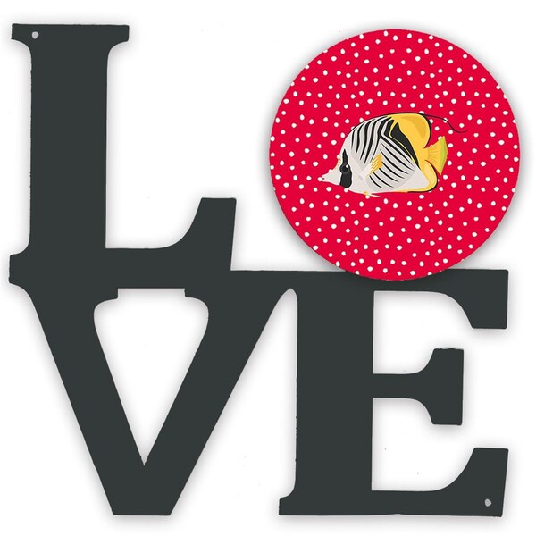 Carolines Treasures 11.5 x 11.75 in. Butterfly Fish Love Metal Artwork Wall Decor - CK5466WALV