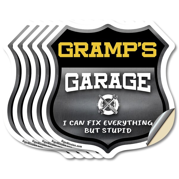 Signmission Gramp's Garage I Can Fix Everything But Stupid, 6 inch X 6 inch, Vinyl Decal, 5PK - SHI-D-5PACK-6-490-GRAMP