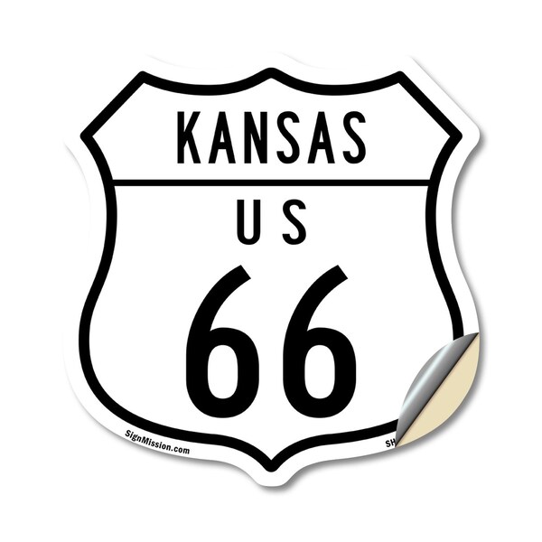 Signmission Kansas Route Marker Shield Sign Us 66, 12 Inch X 12 Inch, Vinyl Decal - SHI-D-12-384
