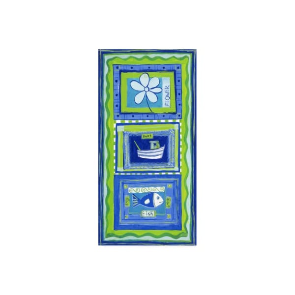 Trademark Fine Art Pablo Esteban 'Fish Boat And Flower In Blue' Canvas Art, 16x32 - ALI46132-C1632GG