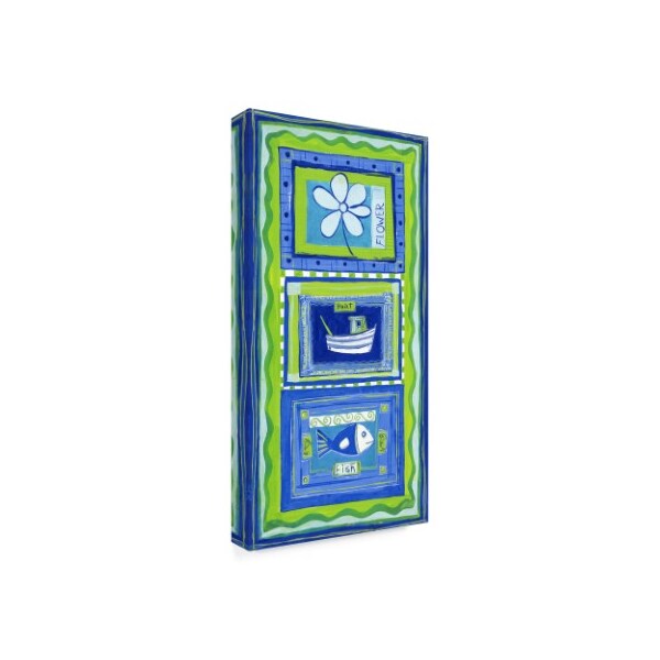 Trademark Fine Art Pablo Esteban 'Fish Boat And Flower In Blue' Canvas Art, 16x32 - ALI46132-C1632GG
