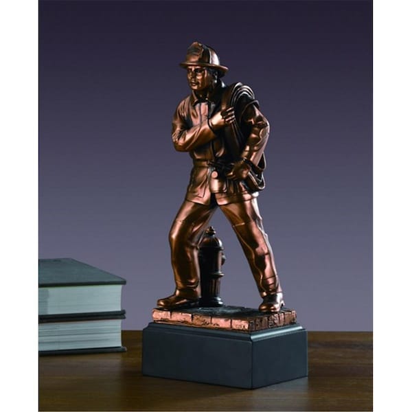 Marian Imports Marian Imports F54059 Fire Fighter Bronze Plated Resin Sculpture - 54059