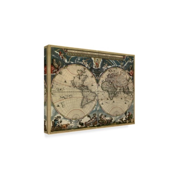 Trademark Fine Art Vintage Lavoie 'Map Of The World 1684' Canvas Art, 24x32 - ALI32178-C2432GG