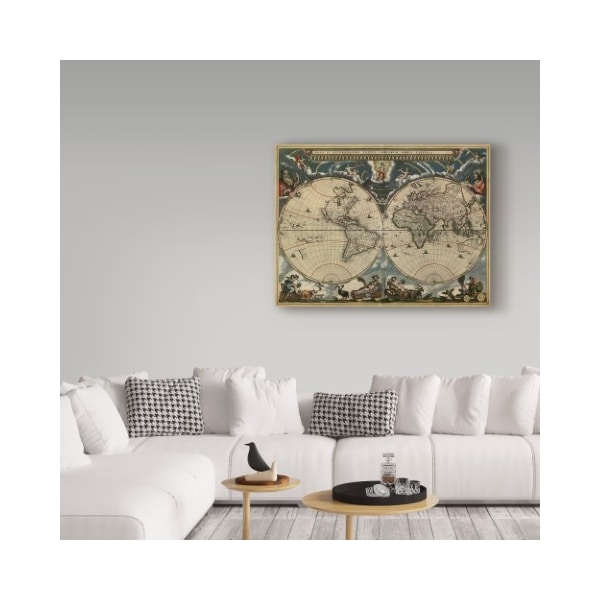 Trademark Fine Art Vintage Lavoie 'Map Of The World 1684' Canvas Art, 24x32 - ALI32178-C2432GG