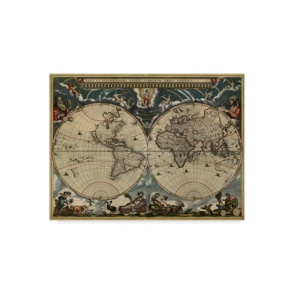 Trademark Fine Art Vintage Lavoie 'Map Of The World 1684' Canvas Art, 24x32 - ALI32178-C2432GG