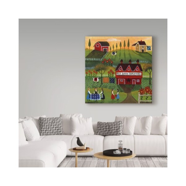 Trademark Fine Art Cheryl Bartley 'Red Barn Quilters 1' Canvas Art, 14x14 - ALI41011-C1414GG