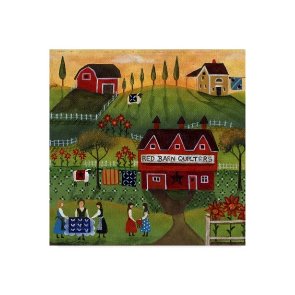 Trademark Fine Art Cheryl Bartley 'Red Barn Quilters 1' Canvas Art, 14x14 - ALI41011-C1414GG