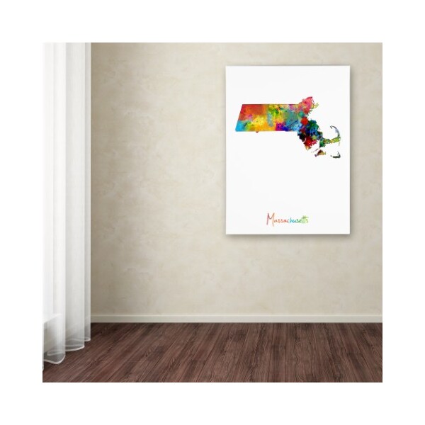 Trademark Fine Art Michael Tompsett 'Massachusetts Map' Canvas Art, 35x47 - MT0694-C3547GG
