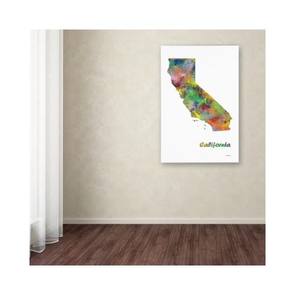 Trademark Fine Art Marlene Watson 'California State Map-1' Canvas Art, 12x19 - MW0275-C1219GG