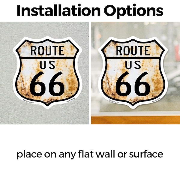 Signmission Route Us 66 Rustic, 4 inch X 4 inch, Vinyl Decal, 2PK - SHI-D-2PACK-4-485