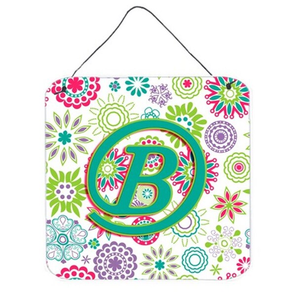 Micasa Letter B Flowers Pink Teal Green Initial Wall and Door Hanging Prints - MI729916