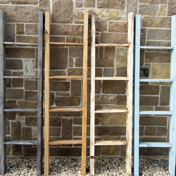Ekena Millwork 15"W x 36"H x 3 1/2"D Vintage Farmhouse 2 Rung Ladder, Barnwood Decor Collection, Natural Barnwood - DECR015X036X04LDRUF