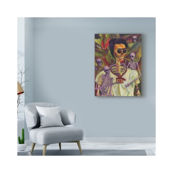 Trademark Fine Art Marie Marfia Fine Art 'Frida Skelly With Monkeys' Canvas Art, 35x47 - ALI43475-C3547GG