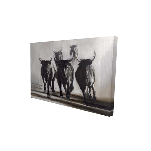 Fondo 20 x 30 in. Running Fierce Bulls-Print on Canvas - FO2788112