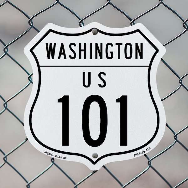 Signmission Washington Route Marker Shield Sign Us 1, 18 Inch X 18 Inch, Plastic Sign - SHI-P-18-475