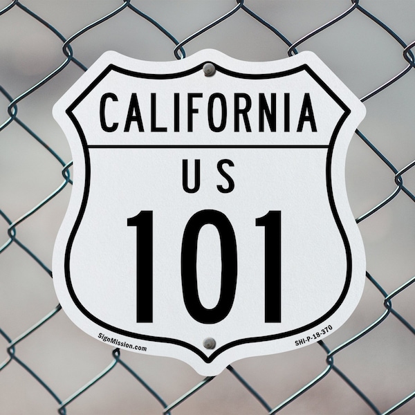 Signmission California Route Marker Shield Sign Us 1, 12 Inch X 12 Inch, Aluminum Metal Sign - SHI-A-12-370