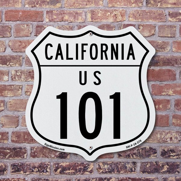 Signmission California Route Marker Shield Sign Us 1, 12 Inch X 12 Inch, Aluminum Metal Sign - SHI-A-12-370