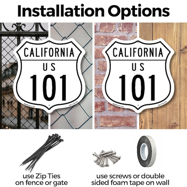 Signmission California Route Marker Shield Sign Us 1, 12 Inch X 12 Inch, Aluminum Metal Sign - SHI-A-12-370