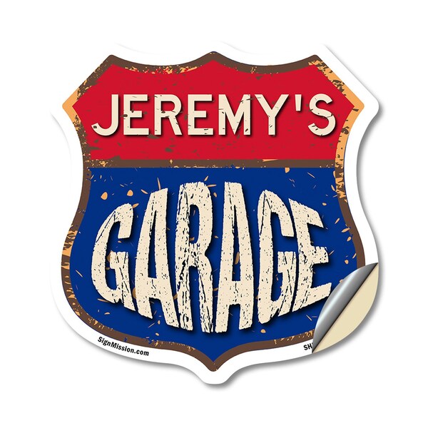 Signmission Jeremy's Garage, 18 Inch X 18 Inch, Vinyl Decal - SHI-D-18-383-JEREMY