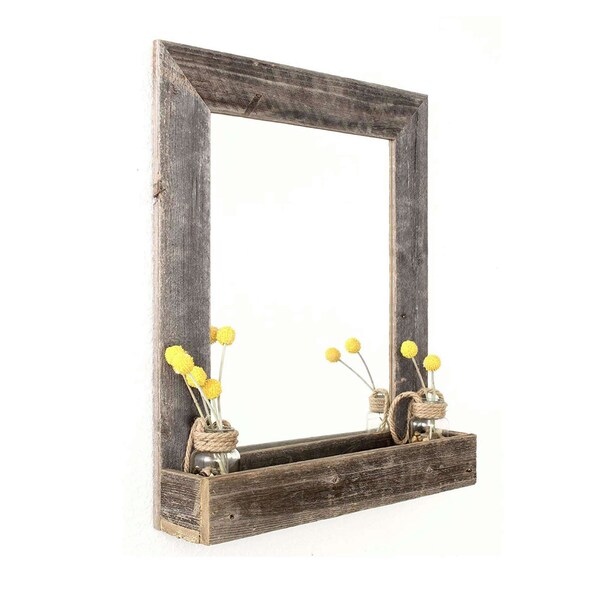Barnwoodusa Rustic Farmhouse Large 16x20 Mirror with Reclaimed Wood Shelf - 672713219965