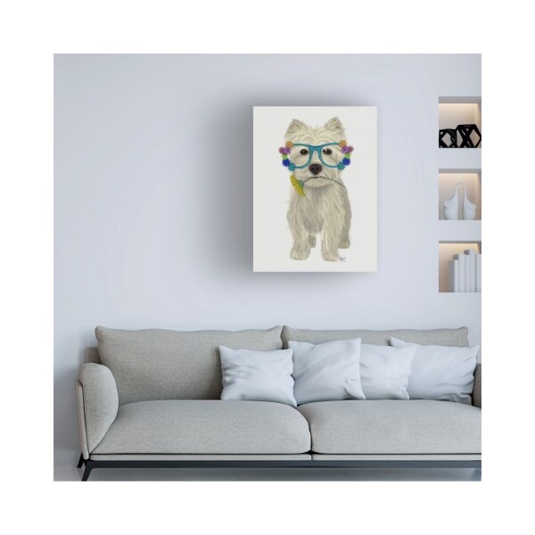 Trademark Fine Art Fab Funky 'West Highland Terrier Flower Glasses' Canvas Art, 14x19 - WAG15851-C1419GG