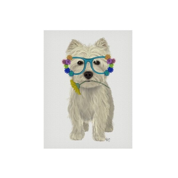 Trademark Fine Art Fab Funky 'West Highland Terrier Flower Glasses' Canvas Art, 14x19 - WAG15851-C1419GG