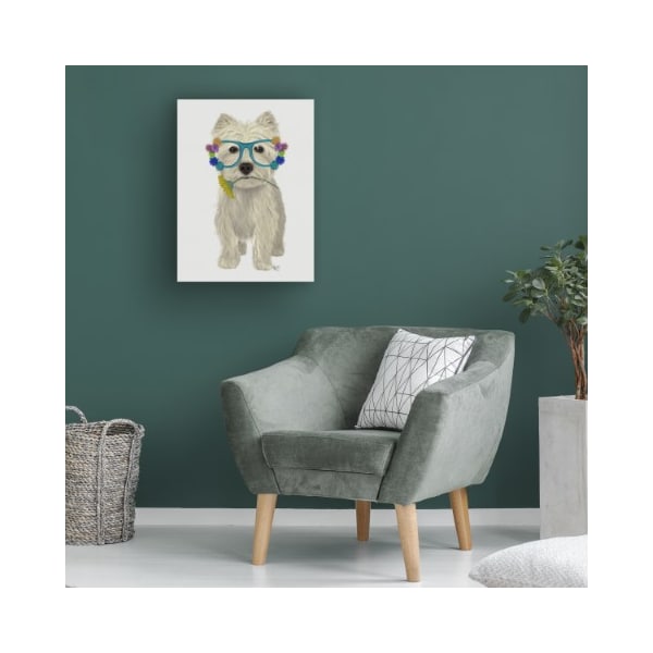 Trademark Fine Art Fab Funky 'West Highland Terrier Flower Glasses' Canvas Art, 14x19 - WAG15851-C1419GG