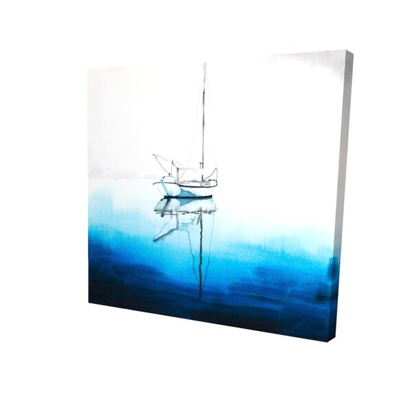 Fondo 32 x 32 in. White Boat on A Deep Blue Water-Print on Canvas - FO2793405