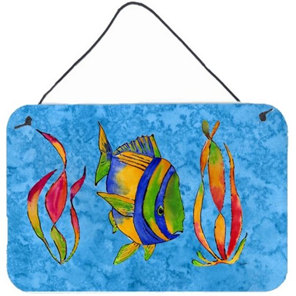 Carolines Treasures Troical Fish And Seaweed On Blue Wall and Door Hanging Prints - 8713DS812