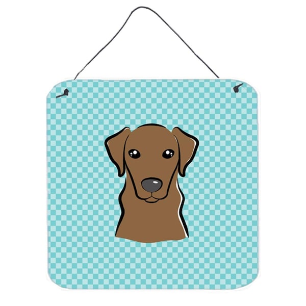 Micasa Checkerboard Blue Chocolate Labrador Aluminum Metal Wall Or Door Hanging Prints6 x 6 In. - MI892627