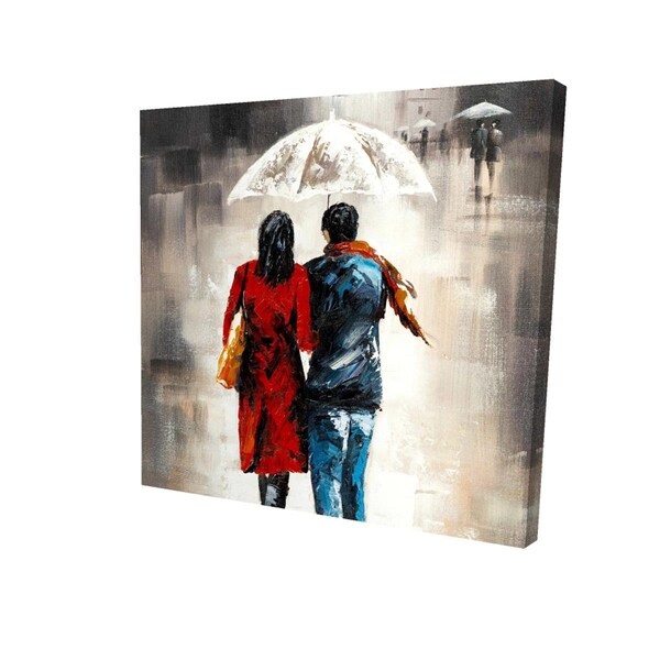 Begin Home Decor 16 x 16 in. Quiet Walk In Couple in the Rain-Print on Canvas - 2080-1616-ST27