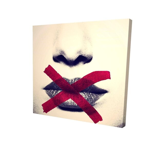 Begin Home Decor 16 x 16 in. Greyscale Lips with A Red X-Print on Canvas - 2080-1616-FI14-1