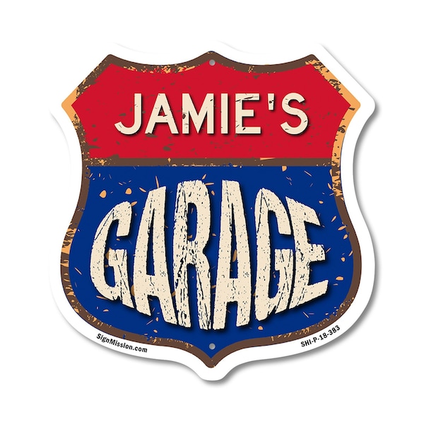 Signmission Jamie's Garage, 18 Inch X 18 Inch, Plastic Sign - SHI-P-18-383-JAMIE