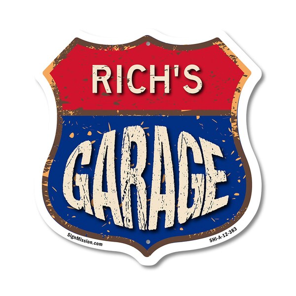 Signmission Rich's Garage, 12 Inch X 12 Inch, Aluminum Metal Sign - SHI-A-12-383-RICH