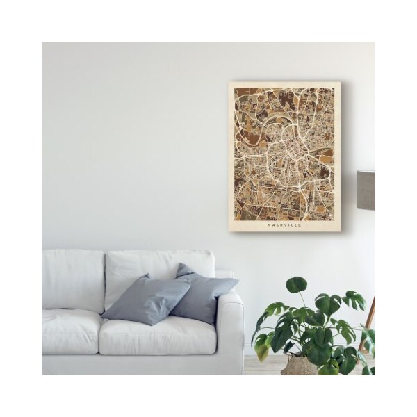 Trademark Fine Art Michael Tompsett 'Nashville Tennessee City Map Brown' Canvas Art, 24x32 - MT02280-C2432GG
