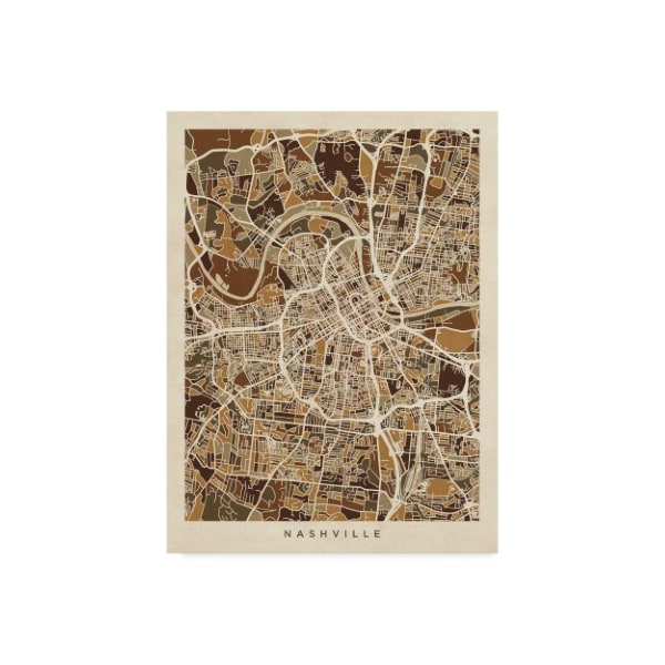 Trademark Fine Art Michael Tompsett 'Nashville Tennessee City Map Brown' Canvas Art, 24x32 - MT02280-C2432GG