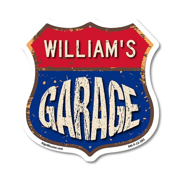 Signmission William's Garage, 12 Inch X 12 Inch, Plastic Sign - SHI-P-12-383-WILLIAM