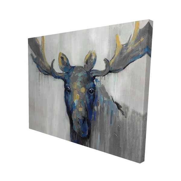 Begin Home Decor 16 x 20 in. Blue Moose-Print on Canvas - 2080-1620-AN22-1