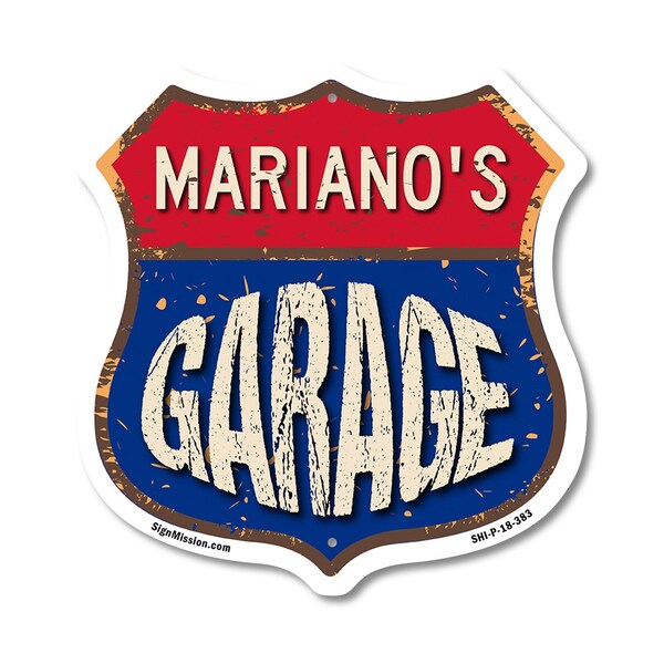 Signmission Mariano's Garage, 18 Inch X 18 Inch, Plastic Sign - SHI-P-18-383-MARIANO