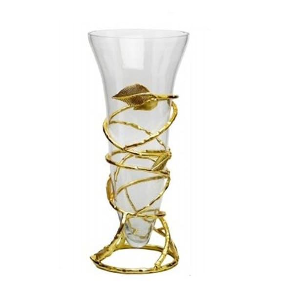 Classic Touch Decor Classic Touch CVF533G Centerpiece Vase with Gold Leaf Stand - CVF533G