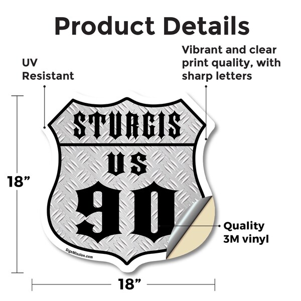 Signmission Sturgis Us 90, 18 Inch X 18 Inch, Vinyl Decal - SHI-D-18-481