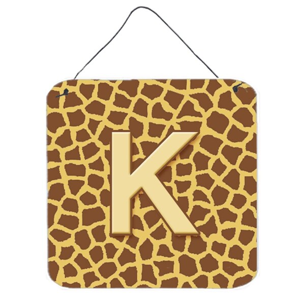 Micasa Letter K Initial Monogram Giraffe Aluminium Metal Wall Or Door Hanging Prints 6 x 6 In. - MI234561