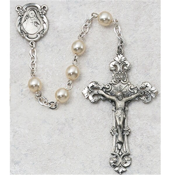 Mcvan 6 mm Pearl Like Glass Rosary - 131LF
