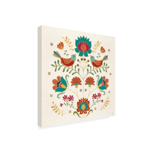 Trademark Fine Art Veronique Charron 'Folk Floral 2' Canvas Art, 18x18 - WAP10033-C1818GG