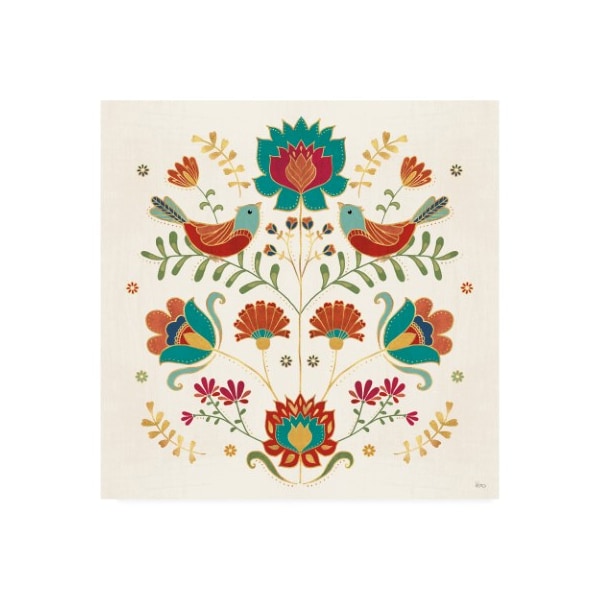 Trademark Fine Art Veronique Charron 'Folk Floral 2' Canvas Art, 18x18 - WAP10033-C1818GG